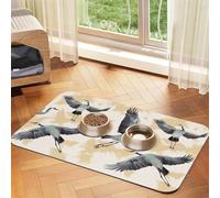 Pet Feeding Mat for Dog Bowls and Water Bowl Non Slip Pet Placemat Absorbent Cat Feeder Pad Flying Cranes Pet Food Mat for Floors No Stains Dog Cat Water Bowl Mat 30x45cm