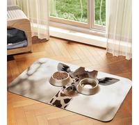 Pet Feeding Mat for Dog Bowls and Water Bowl Non Slip Pet Placemat Absorbent Cat Feeder Pad Giraffe Pet Food Mat for Floors No Stains Dog Cat Water Bowl Mat 30x45cm