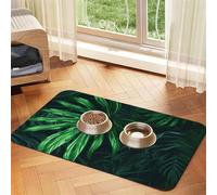 Pet Feeding Mat for Dog Bowls and Water Bowl Non Slip Pet Placemat Absorbent Cat Feeder Pad Green Tropical Jungle Plant Pet Food Mat for Floors No Stains Dog Cat Water Bowl Mat 30x45cm