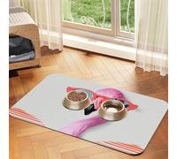 Pet Feeding Mat for Dog Bowls and Water Bowl Non Slip Pet Placemat Absorbent Cat Feeder Pad Hello Glasses Flamingo Pet Food Mat for Floors No Stains Dog Cat Water Bowl Mat 30x45cm