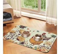 Pet Feeding Mat for Dog Bowls and Water Bowl Non Slip Pet Placemat Absorbent Cat Feeder Pad Hen Flying Butterflies Among Flowers Pet Food Mat for Floors No Stains Dog Cat Water Bowl Mat 30x45cm