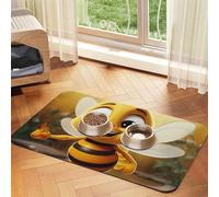 Pet Feeding Mat for Dog Bowls and Water Bowl Non Slip Pet Placemat Absorbent Cat Feeder Pad Honey bee Pet Food Mat for Floors No Stains Dog Cat Water Bowl Mat 40x60cm