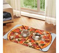 Pet Feeding Mat for Dog Bowls and Water Bowl Non Slip Pet Placemat Absorbent Cat Feeder Pad I Love Pizza Pet Food Mat for Floors No Stains Dog Cat Water Bowl Mat 40x60cm