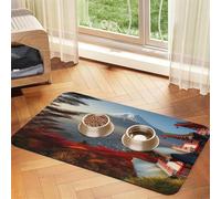 Pet Feeding Mat for Dog Bowls and Water Bowl Non Slip Pet Placemat Absorbent Cat Feeder Pad Japan Mount Fuji Landscape Pet Food Mat for Floors No Stains Dog Cat Water Bowl Mat 30x45cm