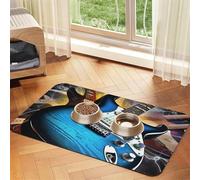 Pet Feeding Mat for Dog Bowls and Water Bowl Non Slip Pet Placemat Absorbent Cat Feeder Pad Magic Electric Guitar Music Pet Food Mat for Floors No Stains Dog Cat Water Bowl Mat 40x60cm