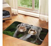 Pet Feeding Mat for Dog Bowls and Water Bowl Non Slip Pet Placemat Absorbent Cat Feeder Pad Majestic White Bengal Tiger Pet Food Mat for Floors No Stains Dog Cat Water Bowl Mat 40x60cm