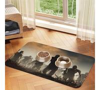 Pet Feeding Mat for Dog Bowls and Water Bowl Non Slip Pet Placemat Absorbent Cat Feeder Pad Many Zombie Pet Food Mat for Floors No Stains Dog Cat Water Bowl Mat 40x60cm