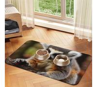 Pet Feeding Mat for Dog Bowls and Water Bowl Non Slip Pet Placemat Absorbent Cat Feeder Pad Monkey Lemur Cute Pet Food Mat for Floors No Stains Dog Cat Water Bowl Mat 30x45cm