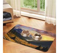 Pet Feeding Mat for Dog Bowls and Water Bowl Non Slip Pet Placemat Absorbent Cat Feeder Pad Mountain Sunset Landscape Pet Food Mat for Floors No Stains Dog Cat Water Bowl Mat 40x60cm