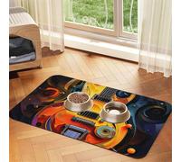 Pet Feeding Mat for Dog Bowls and Water Bowl Non Slip Pet Placemat Absorbent Cat Feeder Pad Muisc Note Pet Food Mat for Floors No Stains Dog Cat Water Bowl Mat 30x45cm