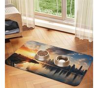 Pet Feeding Mat for Dog Bowls and Water Bowl Non Slip Pet Placemat Absorbent Cat Feeder Pad New York in The Sunset Pet Food Mat for Floors No Stains Dog Cat Water Bowl Mat 40x60cm
