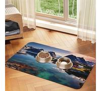 Pet Feeding Mat for Dog Bowls and Water Bowl Non Slip Pet Placemat Absorbent Cat Feeder Pad Norway Islands Pet Food Mat for Floors No Stains Dog Cat Water Bowl Mat 30x45cm
