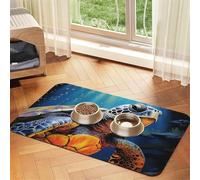 Pet Feeding Mat for Dog Bowls and Water Bowl Non Slip Pet Placemat Absorbent Cat Feeder Pad Painted sea Turtle Pet Food Mat for Floors No Stains Dog Cat Water Bowl Mat 30x45cm