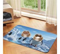 Pet Feeding Mat for Dog Bowls and Water Bowl Non Slip Pet Placemat Absorbent Cat Feeder Pad Penguin Antarctica Ice Pet Food Mat for Floors No Stains Dog Cat Water Bowl Mat 30x45cm