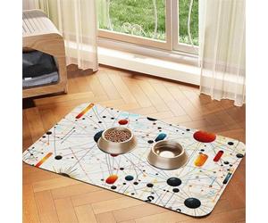 Pet Feeding Mat for Dog Bowls and Water Bowl Non Slip Pet Placemat Absorbent Cat Feeder Pad Physics Print Pet Food Mat for Floors No Stains Dog Cat Water Bowl Mat 30x45cm