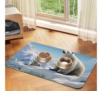 Pet Feeding Mat for Dog Bowls and Water Bowl Non Slip Pet Placemat Absorbent Cat Feeder Pad Polar Bear Penguin Pet Food Mat for Floors No Stains Dog Cat Water Bowl Mat 40x60cm
