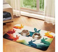 Pet Feeding Mat for Dog Bowls and Water Bowl Non Slip Pet Placemat Absorbent Cat Feeder Pad Rainbow Rabbit Pet Food Mat for Floors No Stains Dog Cat Water Bowl Mat 30x45cm
