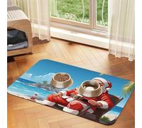 Pet Feeding Mat for Dog Bowls and Water Bowl Non Slip Pet Placemat Absorbent Cat Feeder Pad Santa Claus at Beach Pet Food Mat for Floors No Stains Dog Cat Water Bowl Mat 30x45cm