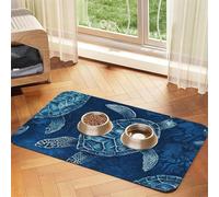 Pet Feeding Mat for Dog Bowls and Water Bowl Non Slip Pet Placemat Absorbent Cat Feeder Pad Sea Turtle-Blue Pet Food Mat for Floors No Stains Dog Cat Water Bowl Mat 40x60cm