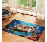 Pet Feeding Mat for Dog Bowls and Water Bowl Non Slip Pet Placemat Absorbent Cat Feeder Pad Sea Turtles Diamond Painting Pet Food Mat for Floors No Stains Dog Cat Water Bowl Mat 30x45cm