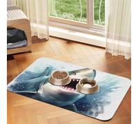 Pet Feeding Mat for Dog Bowls and Water Bowl Non Slip Pet Placemat Absorbent Cat Feeder Pad Shark in The sea Pet Food Mat for Floors No Stains Dog Cat Water Bowl Mat 30x45cm