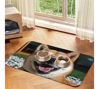 Pet Feeding Mat for Dog Bowls and Water Bowl Non Slip Pet Placemat Absorbent Cat Feeder Pad Shiba Inu Smile Tongue Out Pet Food Mat for Floors No Stains Dog Cat Water Bowl Mat 30x45cm