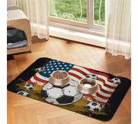 Pet Feeding Mat for Dog Bowls and Water Bowl Non Slip Pet Placemat Absorbent Cat Feeder Pad Soccer USA American Flag Pet Food Mat for Floors No Stains Dog Cat Water Bowl Mat 30x45cm