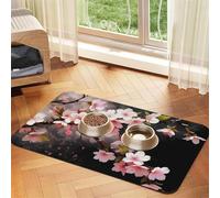 Pet Feeding Mat for Dog Bowls and Water Bowl Non Slip Pet Placemat Absorbent Cat Feeder Pad Tempting Cherry Blossoms Pet Food Mat for Floors No Stains Dog Cat Water Bowl Mat 30x45cm