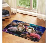 Pet Feeding Mat for Dog Bowls and Water Bowl Non Slip Pet Placemat Absorbent Cat Feeder Pad Underwater World Coral Pet Food Mat for Floors No Stains Dog Cat Water Bowl Mat 40x60cm
