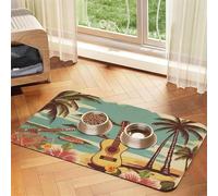 Pet Feeding Mat for Dog Bowls and Water Bowl Non Slip Pet Placemat Absorbent Cat Feeder Pad Vintage Hawaii Pet Food Mat for Floors No Stains Dog Cat Water Bowl Mat 30x45cm
