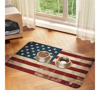 Pet Feeding Mat for Dog Bowls and Water Bowl Non Slip Pet Placemat Absorbent Cat Feeder Pad Vintage American USA Flag Pet Food Mat for Floors No Stains Dog Cat Water Bowl Mat 40x60cm
