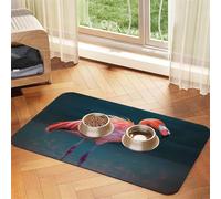 Pet Feeding Mat for Dog Bowls and Water Bowl Non Slip Pet Placemat Absorbent Cat Feeder Pad Vivid Flamingo Pet Food Mat for Floors No Stains Dog Cat Water Bowl Mat 30x45cm