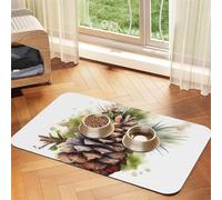 Pet Feeding Mat for Dog Bowls and Water Bowl Non Slip Pet Placemat Absorbent Cat Feeder Pad Watercolor Pine Cone Pet Food Mat for Floors No Stains Dog Cat Water Bowl Mat 40x60cm
