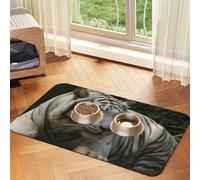 Pet Feeding Mat for Dog Bowls and Water Bowl Non Slip Pet Placemat Absorbent Cat Feeder Pad White Bengal Tiger Pet Food Mat for Floors No Stains Dog Cat Water Bowl Mat 30x45cm