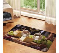 Pet Feeding Mat for Dog Bowls and Water Bowl Non Slip Pet Placemat Absorbent Cat Feeder Pad White Wine Cheese Cake Grapes Pet Food Mat for Floors No Stains Dog Cat Water Bowl Mat 40x60cm