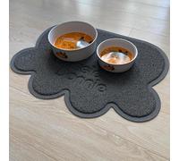Pet Feeding mat for Dog & cat 18x24” Paw Shape Flexible, Soft Non-Toxic Material. Water & Slip Resistant. Perfect Size for Food & Water Bowl. Easy to Clean & Store, Simple Shake, Vacuum or Rinse.