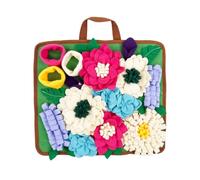 Pet Feeding Mat for Small Pets, Washable Floral Sniff Pad with Layered Fleece Pockets for Indoor Search Activity Small Pet Sniff Pad Washable Foraging Mat Nosework Blanket Floral Pocket Feeding Home
