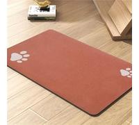 Pet Feeding Mat Waterproof Non-Slip No Stains Quick Dry Pet Carpet Simple Paw Print Rabbit Dog Bowl Feed Pad Kitten Water Dispenser Mat Cat Dog Water Food Bowl Pad (Red,40x60 cm)