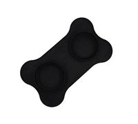 Pet Feeding Mat with Collapsible Bowls - Bone-Shaped Silicone Dog Cat Food Water Station - Portable Travel Dish Set - Non-Slip Spill-Proof Placemat (Black)