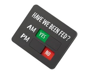 Pet Feeding - Meal Time Reminder Display, AM PM Slider Feeding Chart, ABS Dog Fed Sign with Sliding Indicator, Magnetic Refrigerator Board, Daily Routine Portion Control Support