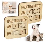 Pet Feeding Reminder, Has The Dog and Cat Been Fed Sign, AM/PM Daily Feeding Indication Sign with Magnetic Back, Countertop Stand, Fridge Mountable, Prevent Over or Under Feeding