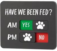 Pet Feeding Reminder Magnet, Have We Been Fed Dog & Cat Feeding Tracker with AM/PM Sliders - Magnetic & Adhesive Fed Sign for Fridge, Prevents Overfeeding, Ideal for Multi-Pet Homes & Sitters (C3)