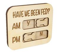 Pet Feeding Reminder Magnetic Chart AM PM Daily Tracker for Dogs Cats Wooden Board with Sliders Fridge Wall Mount for Multiple Pets 16cm (bone)