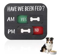 Pet Feeding Reminder Magnetic Chart AM PM Daily Tracker for Dogs Cats Wooden Board with Sliders Fridge Wall Mount for Multiple Pets 16cm (black)