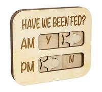 Pet Feeding Reminder Magnetic Chart AM PM Daily Tracker for Dogs Cats Wooden Board with Sliders Fridge Wall Mount for Multiple Pets 16cm (fish)