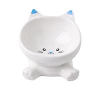 Pet Feeding Station - Inclined Neck Protection Frame, Vitrified Porcelain Food Container, Inclined Gastric Comfort Receptacle, Weighted Non-Slip