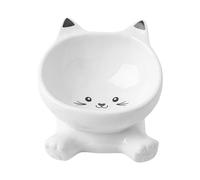 Pet Feeding Station - Inclined Neck Protection Frame, Vitrified Porcelain Food Container, Inclined Gastric Comfort Receptacle, Weighted Non-Slip