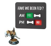 Pet Feeding Tracker with Magnet, Dog Feeding Reminder Sign, Have We Been Fed, AM PM Feed Sign, Yes No Option, Acrylic Slider Board, Cat Feeding Reminder Supplies, Prevent Overfeeding (Black_A)