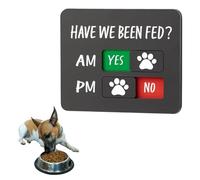 Pet Feeding Tracker with Magnet, Dog Feeding Reminder Sign, Have We Been Fed, AM PM Feed Sign, Yes No Option, Acrylic Slider Board, Cat Feeding Reminder Supplies, Prevent Overfeeding (Black_B)