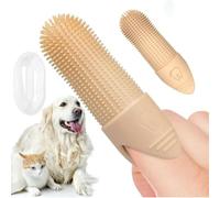 Pet Finger Toothbrush Silicone Finger Cuff Soft Bristles Cat Dog Dental Care Non-Slip Mouth Cleaning for Puppies (Yellow)